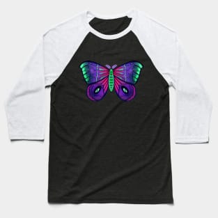 Neon Green Blue Pink Moth Baseball T-Shirt